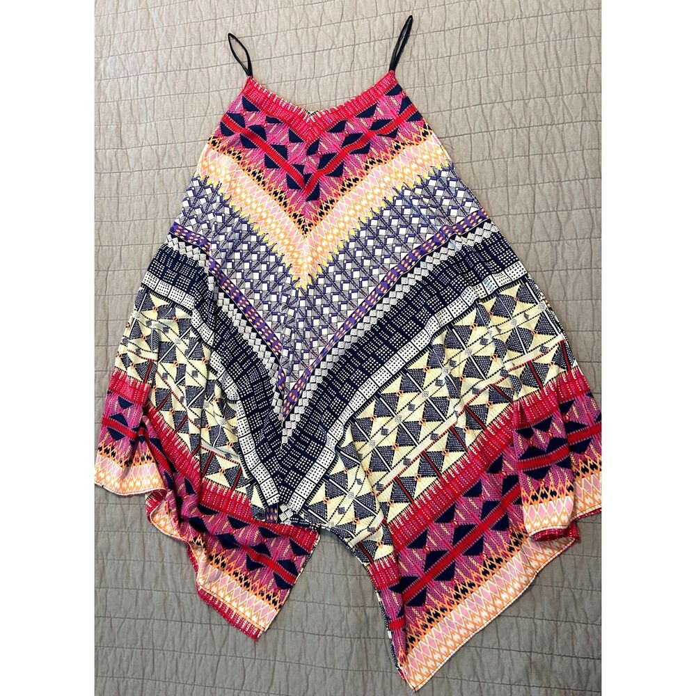 ing Brand Geometric Multicolor handkerchief hem dress size medium vibrant summer